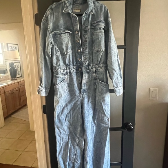 We The Free Pants - We The Free Washed Blue Denim Jumpsuit